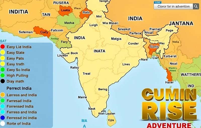 Cumin Rise Adventure Download Distribution Map of India showing Cumin Rise Adventure download distribution by state with color coding